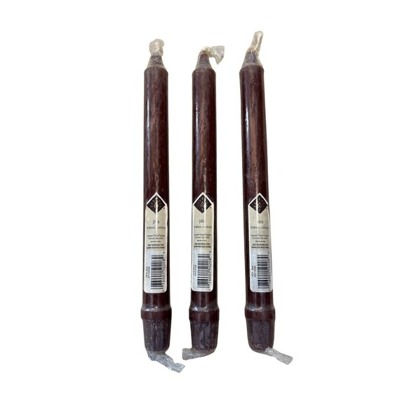 Lancaster Colony Java Brown Formal Taper Candles 10" Set Of 3 Made In USA - Picture 1 of 7